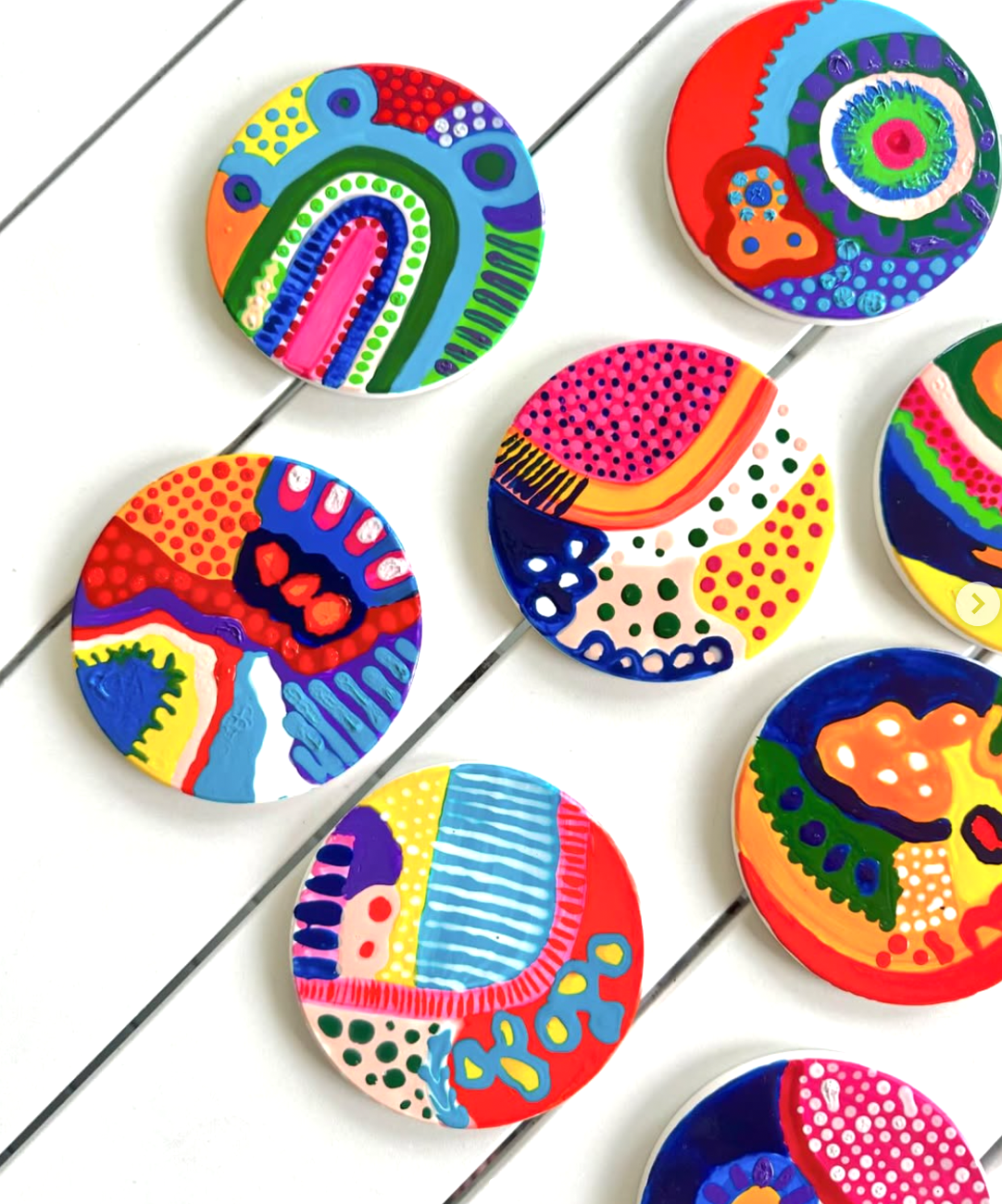Hand painted coasters by Carolyn Burchill